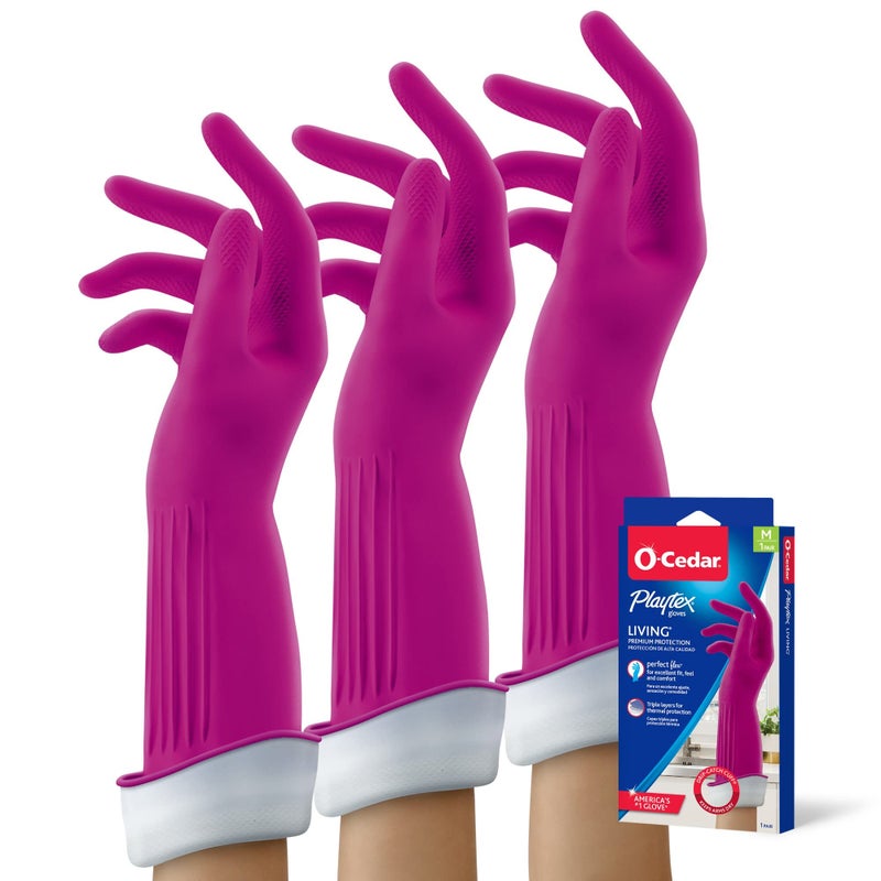 PLAYTEX Living Drip-Catch Cuff Gloves, Medium 1 Pair (Pack of 3) - Image 1